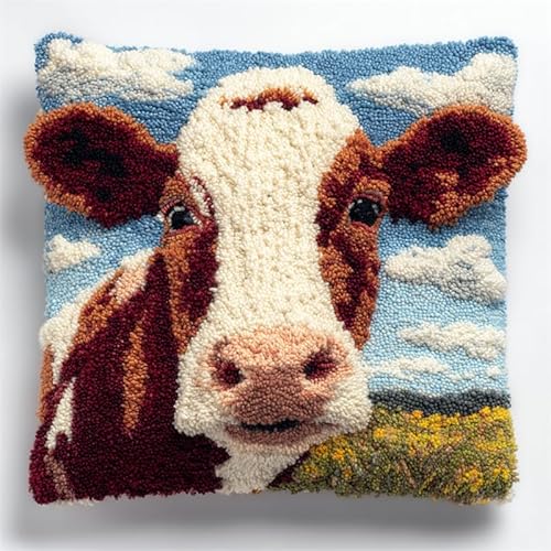 YarnAdventures Knüpfhaken Kissen Kits für Anfänger Erwachsene,Tier Kuh,Knüpfteppich Zum Selber Knüpf-Sets DIY Latch Hook Cushion,Bastelsets,Heimdekoration,43x43cm YarnAdventures Knüpfhaken Kissen Kits für Anfänger Erwachsene,Tier Kuh,Knüpfteppich Zum Selber Knüpf-Sets DIY Latch Hook Cushion,Bastelsets,Heimdekoration,43x43cm von YarnAdventures