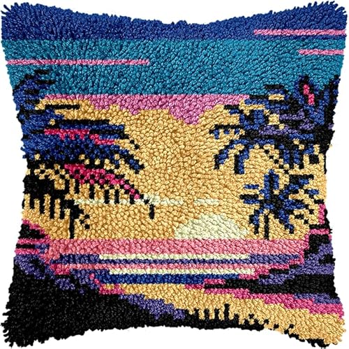 YarnAdventures Knüpfhaken-Set,Kissenbezug,Stickerei,Tropische Kokosnussbaumlandschaft,Teppich-Set,Nadelarbeit,Kissenbezug,Sofakissenbezug,Bastelset,43x43cm YarnAdventures Knüpfhaken-Set,Kissenbezug,Stickerei,Tropische Kokosnussbaumlandschaft,Teppich-Set,Nadelarbeit,Kissenbezug,Sofakissenbezug,Bastelset,43x43cm von YarnAdventures