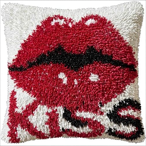 YarnAdventures Knüpfkissen Knüpfhaken Knüpfset,Rote Lippen,DIY Handarbeit Stickerei Für Kinder Erwachsene Oder Anfänger Latch Hook Kits,Bastelsets,17x17in YarnAdventures Knüpfkissen Knüpfhaken Knüpfset,Rote Lippen,DIY Handarbeit Stickerei Für Kinder Erwachsene Oder Anfänger Latch Hook Kits,Bastelsets,17x17in von YarnAdventures