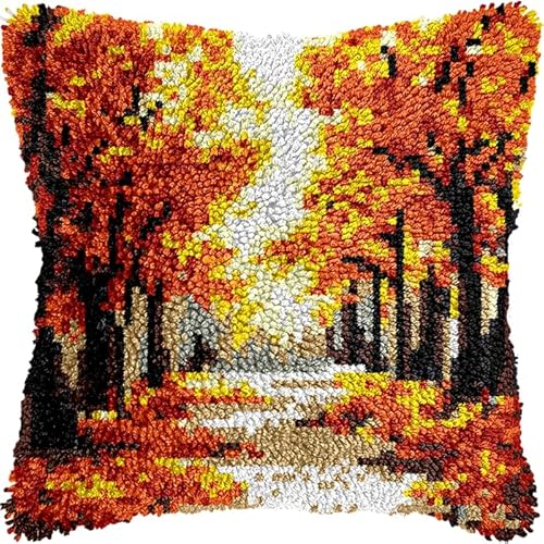 YarnAdventures Knüpfkissen Set,Herbstlicher Waldweg,Latch Hook Kissen Kit für Anfänger zum Selber Knüpfen,DIY Knüpfteppich Knüpfpackung,Knüpfhaken Set,17x17in YarnAdventures Knüpfkissen Set,Herbstlicher Waldweg,Latch Hook Kissen Kit für Anfänger zum Selber Knüpfen,DIY Knüpfteppich Knüpfpackung,Knüpfhaken Set,17x17in von YarnAdventures