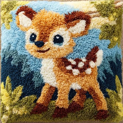 YarnAdventures Knüpfkissen-Set,Tier Hirsch,knüpfkissen Set für Anfänger Erwachsene oder Kinder zum Selber Knüpfen,Knüpfpackung Knüpfset Kissen,17x17in YarnAdventures Knüpfkissen-Set,Tier Hirsch,knüpfkissen Set für Anfänger Erwachsene oder Kinder zum Selber Knüpfen,Knüpfpackung Knüpfset Kissen,17x17in von YarnAdventures