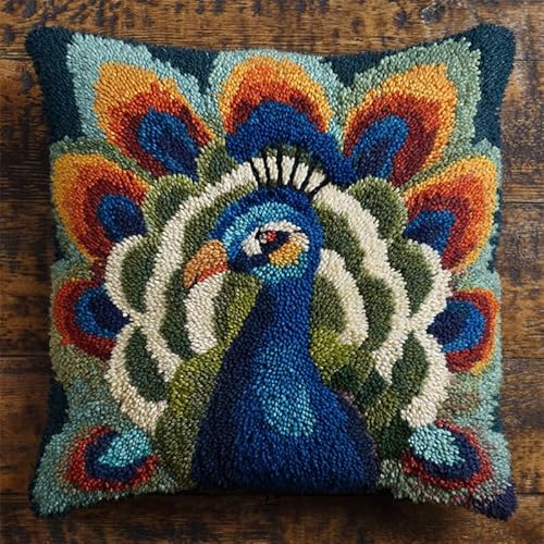 YarnAdventures Knüpfkissen Set,Tierischer Pfau,Latch Hook Kissen Kit,DIY Latch Hook Rug für Anfänger Erwachsene oder Kinder,Kreatives Geschenk,17x17in YarnAdventures Knüpfkissen Set,Tierischer Pfau,Latch Hook Kissen Kit,DIY Latch Hook Rug für Anfänger Erwachsene oder Kinder,Kreatives Geschenk,17x17in von YarnAdventures