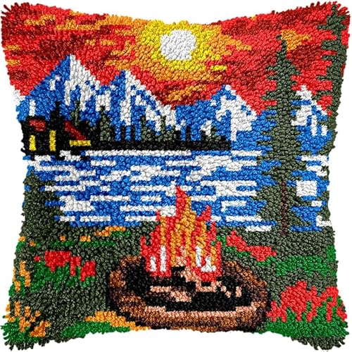 YarnAdventures Knüpfkissen Set,Waldfeuer-Nachtszene,Latch Hook Kissen Kit,DIY Latch Hook Rug für Anfänger Erwachsene oder Kinder,Kreatives Geschenk,17x17in YarnAdventures Knüpfkissen Set,Waldfeuer-Nachtszene,Latch Hook Kissen Kit,DIY Latch Hook Rug für Anfänger Erwachsene oder Kinder,Kreatives Geschenk,17x17in von YarnAdventures