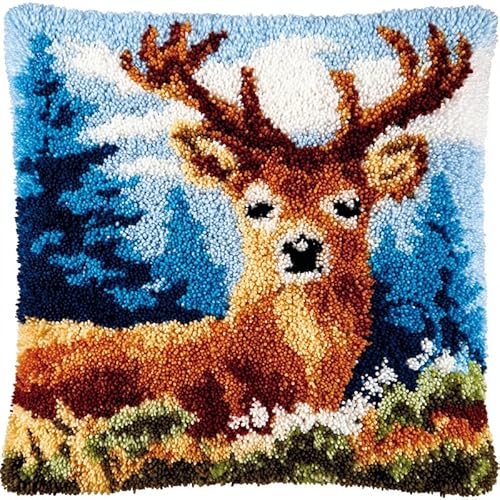 YarnAdventures Knüpfkissen Zum Selber Knüpfen,Tier Elch,Kissen Hülle Sofakissenbezug,Knüpfkissen Set für Kinder Erwachsene,Heimdekoration,17x17in YarnAdventures Knüpfkissen Zum Selber Knüpfen,Tier Elch,Kissen Hülle Sofakissenbezug,Knüpfkissen Set für Kinder Erwachsene,Heimdekoration,17x17in von YarnAdventures