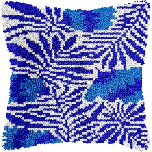 YarnAdventures Knüpfkissen Zum Selber Knüpfen,blaue Blätter,Kissen Hülle Sofakissenbezug,Knüpfkissen Set für Kinder Erwachsene,Heimdekoration,17x17in YarnAdventures Knüpfkissen Zum Selber Knüpfen,blaue Blätter,Kissen Hülle Sofakissenbezug,Knüpfkissen Set für Kinder Erwachsene,Heimdekoration,17x17in von YarnAdventures