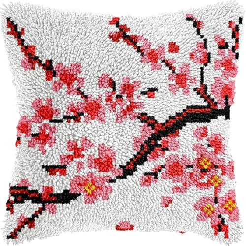 YarnAdventures Knüpfkissen Zum Selber Knüpfen Set,Rosa Pflaumenblütenzweige,Knüpfpackung für Kinder & Erwachsene Kissenbezug Knüpfkissen DIY Latch Hook Cushion,17x17in YarnAdventures Knüpfkissen Zum Selber Knüpfen Set,Rosa Pflaumenblütenzweige,Knüpfpackung für Kinder & Erwachsene Kissenbezug Knüpfkissen DIY Latch Hook Cushion,17x17in von YarnAdventures