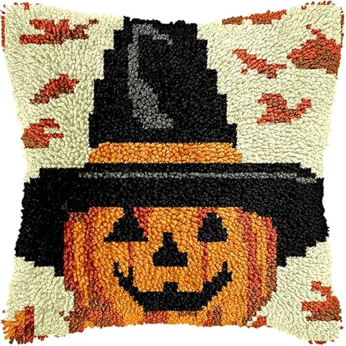 YarnAdventures Knüpfkissen für Kinder Erwachsene,Kürbishut,Kissenbezug Knüpfteppich Zum Selber Knüpfen DIY Kissen Latch Hook Kit,17x17in YarnAdventures Knüpfkissen für Kinder Erwachsene,Kürbishut,Kissenbezug Knüpfteppich Zum Selber Knüpfen DIY Kissen Latch Hook Kit,17x17in von YarnAdventures