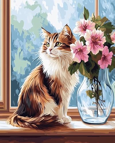 YarnAdventures Landschaft 11CT Stickpackungen Kreuzstich Set,Vase und Katze auf der Fensterbank,Vorgedruckt Kreuzstich Stickbilder DIY-Stickerei Kreuzstich-Set,Geschenk Für Freunde,40x50cm YarnAdventures Landschaft 11CT Stickpackungen Kreuzstich Set,Vase und Katze auf der Fensterbank,Vorgedruckt Kreuzstich Stickbilder DIY-Stickerei Kreuzstich-Set,Geschenk Für Freunde,40x50cm von YarnAdventures
