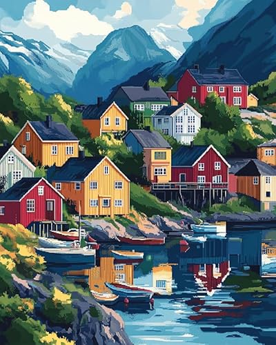 YarnAdventures Landschaft Stickpackungen 11CT Kreuzstich Set,Bunte Hausstadt,Kreuzstich Stickerei Starter Set DIY Stickbild Handwerk Geschenk Heimdekoration,16x20in YarnAdventures Landschaft Stickpackungen 11CT Kreuzstich Set,Bunte Hausstadt,Kreuzstich Stickerei Starter Set DIY Stickbild Handwerk Geschenk Heimdekoration,16x20in von YarnAdventures