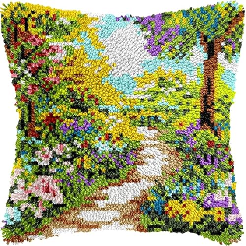 YarnAdventures Latch Hook Kissen Kit,Frühlingsgartenlandschaft,DIY Knüpfhaken-Set,Kissenbezug,Knüpfteppich Knüpfpackung,Sofakissenbezug Handgemachte Geschenke,17x17in YarnAdventures Latch Hook Kissen Kit,Frühlingsgartenlandschaft,DIY Knüpfhaken-Set,Kissenbezug,Knüpfteppich Knüpfpackung,Sofakissenbezug Handgemachte Geschenke,17x17in von YarnAdventures