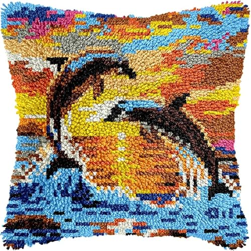 YarnAdventures Meerblick KnüpfKissen Knüpfen Set Erwachsene,Zwei Delfine,Kissenbezug Häkeln,Bastelsets,orgedruckte Leinwand,Hobbys,DIY,Sofa,Heimdekoration,17x17in YarnAdventures Meerblick KnüpfKissen Knüpfen Set Erwachsene,Zwei Delfine,Kissenbezug Häkeln,Bastelsets,orgedruckte Leinwand,Hobbys,DIY,Sofa,Heimdekoration,17x17in von YarnAdventures