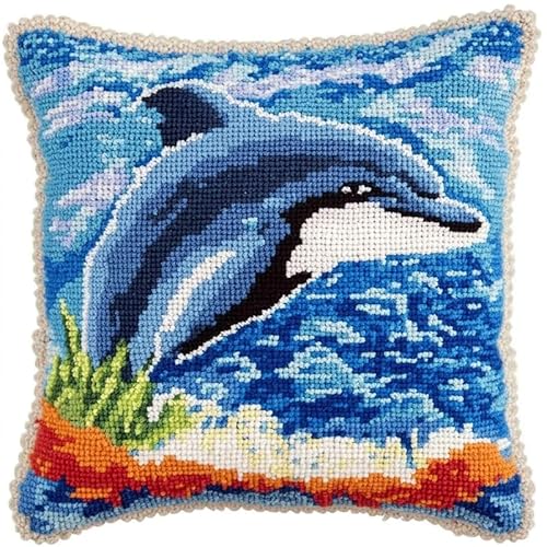 YarnAdventures Meerestiere Knüpfkissen Zum Selber Knüpfen Set,Delphin,Kissenbezug Knüpfset Kreativ Knüpfset Latch Hook Kit für Kinder und Erwachsene Geschenke,17x17in YarnAdventures Meerestiere Knüpfkissen Zum Selber Knüpfen Set,Delphin,Kissenbezug Knüpfset Kreativ Knüpfset Latch Hook Kit für Kinder und Erwachsene Geschenke,17x17in von YarnAdventures
