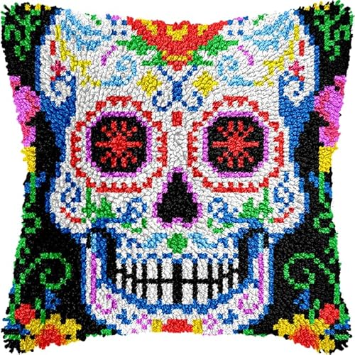 YarnAdventures Schädel DIY Knüpfhaken Kissenbezug Stickerei Set,Blumenschädel,Deko Kissenbezug,Kreativ Knüpfset Latch Hook Kit für Kinder und Erwachsene Geschenke,17x17in YarnAdventures Schädel DIY Knüpfhaken Kissenbezug Stickerei Set,Blumenschädel,Deko Kissenbezug,Kreativ Knüpfset Latch Hook Kit für Kinder und Erwachsene Geschenke,17x17in von YarnAdventures