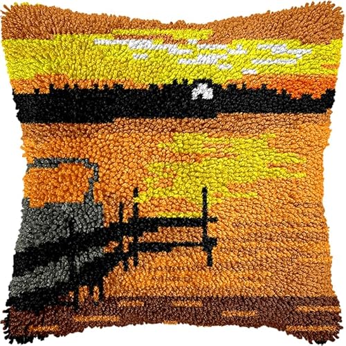 YarnAdventures Sonnenuntergangslandschaft Knüpfhaken-Set,Kissenbezug,Stickerei,Holzbrücke am See,Teppich-Set,Nadelarbeit,Kissenbezug,Sofakissenbezug,Bastelset,43x43cm YarnAdventures Sonnenuntergangslandschaft Knüpfhaken-Set,Kissenbezug,Stickerei,Holzbrücke am See,Teppich-Set,Nadelarbeit,Kissenbezug,Sofakissenbezug,Bastelset,43x43cm von YarnAdventures