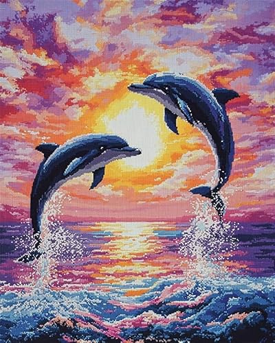 YarnAdventures Sonnenuntergangslandschaft Kreuzstich Set Vorgedruckt,Delphin springt aus dem Meer,11CT Sticken Set Erwachsene,40x50 cm,Stickbilder Kreuzstich für Wandkunst und Heimdekoration YarnAdventures Sonnenuntergangslandschaft Kreuzstich Set Vorgedruckt,Delphin springt aus dem Meer,11CT Sticken Set Erwachsene,40x50 cm,Stickbilder Kreuzstich für Wandkunst und Heimdekoration von YarnAdventures