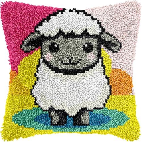 YarnAdventures Tier DIY Kissen Knüpfen Set Knüpfhaken-SetsEin süßes kleines Lamm,Knüpfhaken-Kits,Kissenbezüge,Sofakissen,Anfänger,Basteln,Heimdekoration 43x43cm YarnAdventures Tier DIY Kissen Knüpfen Set Knüpfhaken-SetsEin süßes kleines Lamm,Knüpfhaken-Kits,Kissenbezüge,Sofakissen,Anfänger,Basteln,Heimdekoration 43x43cm von YarnAdventures