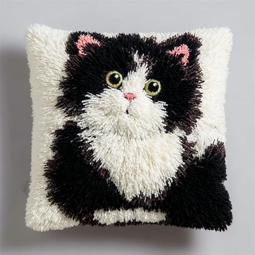 YarnAdventures Tier DIY Knüpfkissen-Set anfänger,Eine süße Katze,knüpfkissen mit vordruck Knüpfhaken-Kissen-Set,bedruckte Leinwand für Anfänger,Stickerei,Bastelk,17x17in YarnAdventures Tier DIY Knüpfkissen-Set anfänger,Eine süße Katze,knüpfkissen mit vordruck Knüpfhaken-Kissen-Set,bedruckte Leinwand für Anfänger,Stickerei,Bastelk,17x17in von YarnAdventures