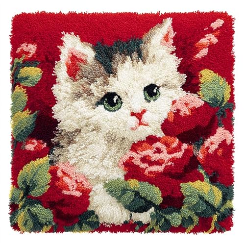 YarnAdventures Tier DIY Knüpfkissen Zum Selber Knüpfen Set,Blumen und Katzen,Latch Hook Kit Handgemachte Geschenke Für Kinder Und Erwachsene,Heimdekoration,43x43cm YarnAdventures Tier DIY Knüpfkissen Zum Selber Knüpfen Set,Blumen und Katzen,Latch Hook Kit Handgemachte Geschenke Für Kinder Und Erwachsene,Heimdekoration,43x43cm von YarnAdventures