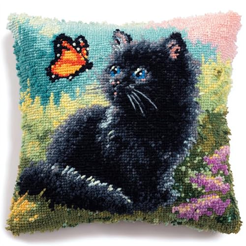 YarnAdventures Tier DIY Knüpfkissen Zum Selber Knüpfen Set,Eine schwarze Katze und Schmetterlinge,Knüpfhaken-Set Kissenbezug Knüpfteppiche Kissen Knüpfen Für Kinder Und Erwachsene,17x17in YarnAdventures Tier DIY Knüpfkissen Zum Selber Knüpfen Set,Eine schwarze Katze und Schmetterlinge,Knüpfhaken-Set Kissenbezug Knüpfteppiche Kissen Knüpfen Für Kinder Und Erwachsene,17x17in von YarnAdventures