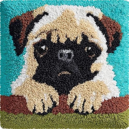 YarnAdventures Tier Hund DIY Kissen Knüpfen Set Knüpfhaken-SetsSüßer Mops,Knüpfhaken-Kits,Kissenbezüge,Sofakissen,Anfänger,Basteln,Heimdekoration 43x43cm YarnAdventures Tier Hund DIY Kissen Knüpfen Set Knüpfhaken-SetsSüßer Mops,Knüpfhaken-Kits,Kissenbezüge,Sofakissen,Anfänger,Basteln,Heimdekoration 43x43cm von YarnAdventures