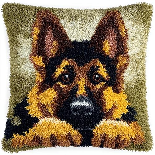 YarnAdventures Tier Hund DIY Knüpfhaken-Set,Kissenbezug,Deutscher Schäferhundwelpe,Latch Hook Kissen Kit,Knüpfkissen Set zum Selber Knüpfen,Knüpfteppich Knüpfpackung,17x17in YarnAdventures Tier Hund DIY Knüpfhaken-Set,Kissenbezug,Deutscher Schäferhundwelpe,Latch Hook Kissen Kit,Knüpfkissen Set zum Selber Knüpfen,Knüpfteppich Knüpfpackung,17x17in von YarnAdventures