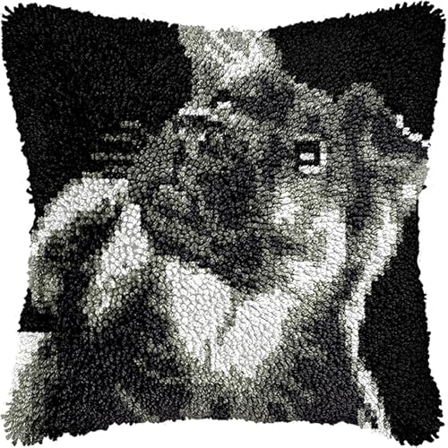 YarnAdventures Tier Hund DIY Knüpfhaken-Set,Kissenbezug,Ein schwarzer Hund,Latch Hook Kissen Kit,Knüpfkissen Set zum Selber Knüpfen,Knüpfteppich Knüpfpackung,17x17in YarnAdventures Tier Hund DIY Knüpfhaken-Set,Kissenbezug,Ein schwarzer Hund,Latch Hook Kissen Kit,Knüpfkissen Set zum Selber Knüpfen,Knüpfteppich Knüpfpackung,17x17in von YarnAdventures