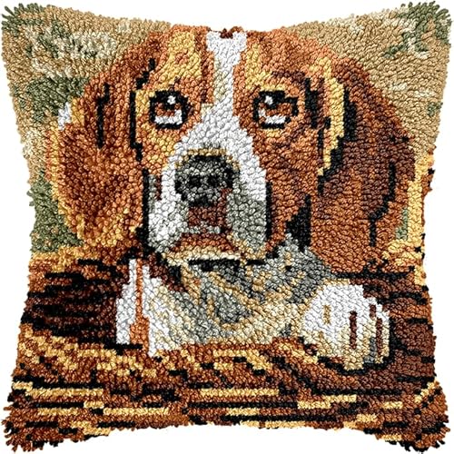 YarnAdventures Tier Hund DIY Knüpfkissen-Set anfänger,Ein süßer Beagle,knüpfkissen mit vordruck Knüpfhaken-Kissen-Set,bedruckte Leinwand für Anfänger,Stickerei,Bastelk,17x17in YarnAdventures Tier Hund DIY Knüpfkissen-Set anfänger,Ein süßer Beagle,knüpfkissen mit vordruck Knüpfhaken-Kissen-Set,bedruckte Leinwand für Anfänger,Stickerei,Bastelk,17x17in von YarnAdventures