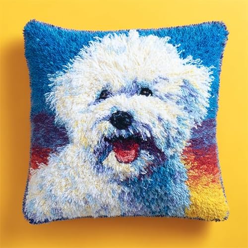 YarnAdventures Tier Hund DIY Knüpfkissen-Set anfänger,Süßer weißer Hund,knüpfkissen mit vordruck Knüpfhaken-Kissen-Set,bedruckte Leinwand für Anfänger,Stickerei,Bastelk,17x17in YarnAdventures Tier Hund DIY Knüpfkissen-Set anfänger,Süßer weißer Hund,knüpfkissen mit vordruck Knüpfhaken-Kissen-Set,bedruckte Leinwand für Anfänger,Stickerei,Bastelk,17x17in von YarnAdventures