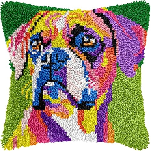 YarnAdventures Tier Hund Kissenbezug Knüpfset,Farbiger Boxerhund,Knüpfkissen Set,Knüpfteppich Zum Selber Knüpf-Sets,DIY Knüpfteppich Knüpfpackung,Latch Hook Kits,43x43cm YarnAdventures Tier Hund Kissenbezug Knüpfset,Farbiger Boxerhund,Knüpfkissen Set,Knüpfteppich Zum Selber Knüpf-Sets,DIY Knüpfteppich Knüpfpackung,Latch Hook Kits,43x43cm von YarnAdventures