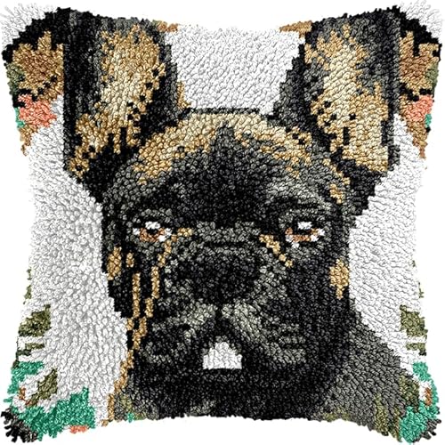 YarnAdventures Tier Hund Knüpfhaken Kissen Kits für Anfänger Erwachsene,Französische Bulldogge,Knüpfteppich Zum Selber Knüpf-Sets DIY Latch Hook Cushion,Bastelsets,Heimdekoration,43x43cm YarnAdventures Tier Hund Knüpfhaken Kissen Kits für Anfänger Erwachsene,Französische Bulldogge,Knüpfteppich Zum Selber Knüpf-Sets DIY Latch Hook Cushion,Bastelsets,Heimdekoration,43x43cm von YarnAdventures