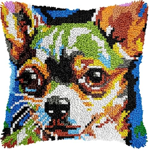YarnAdventures Tier Hund Knüpfhaken Kissen Kits für Anfänger Erwachsene,Süßer Chihuahua,Knüpfteppich Zum Selber Knüpf-Sets DIY Latch Hook Cushion,Bastelsets,Heimdekoration,43x43cm YarnAdventures Tier Hund Knüpfhaken Kissen Kits für Anfänger Erwachsene,Süßer Chihuahua,Knüpfteppich Zum Selber Knüpf-Sets DIY Latch Hook Cushion,Bastelsets,Heimdekoration,43x43cm von YarnAdventures