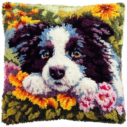 YarnAdventures Tier Hund Knüpfhaken-Set,Kissenbezug,Stickerei,Border Collie,Teppich-Set,Nadelarbeit,Kissenbezug,Sofakissenbezug,Bastelset,43x43cm YarnAdventures Tier Hund Knüpfhaken-Set,Kissenbezug,Stickerei,Border Collie,Teppich-Set,Nadelarbeit,Kissenbezug,Sofakissenbezug,Bastelset,43x43cm von YarnAdventures