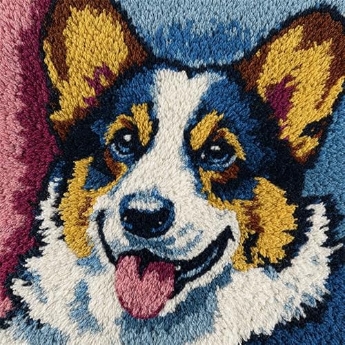 YarnAdventures Tier Hund Knüpfhaken-Set,Kissenbezug,Stickerei,Süßer Corgi,Teppich-Set,Nadelarbeit,Kissenbezug,Sofakissenbezug,Bastelset,43x43cm YarnAdventures Tier Hund Knüpfhaken-Set,Kissenbezug,Stickerei,Süßer Corgi,Teppich-Set,Nadelarbeit,Kissenbezug,Sofakissenbezug,Bastelset,43x43cm von YarnAdventures