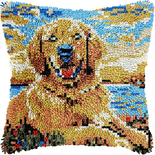 YarnAdventures Tier Hund Knüpfhaken-Set,Kissenbezug,Stickerei,Süßer Golden Retriever,Teppich-Set,Nadelarbeit,Kissenbezug,Sofakissenbezug,Bastelset,43x43cm YarnAdventures Tier Hund Knüpfhaken-Set,Kissenbezug,Stickerei,Süßer Golden Retriever,Teppich-Set,Nadelarbeit,Kissenbezug,Sofakissenbezug,Bastelset,43x43cm von YarnAdventures