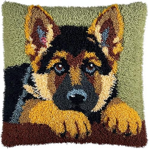 YarnAdventures Tier Hund Knüpfkissen Knüpfen Set Zum Selber Knüpfen,Deutscher Schäferhundwelpe,Knüpfhaken-Set,Kreativ Knüpfset Latch Hook Kit,Knüpfhaken Kissenbezug,17x17in YarnAdventures Tier Hund Knüpfkissen Knüpfen Set Zum Selber Knüpfen,Deutscher Schäferhundwelpe,Knüpfhaken-Set,Kreativ Knüpfset Latch Hook Kit,Knüpfhaken Kissenbezug,17x17in von YarnAdventures
