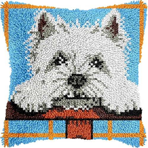 YarnAdventures Tier Hund Knüpfkissen Set,Ein weißer Bichon Frisé,Latch Hook Kissen Kit für Anfänger zum Selber Knüpfen,DIY Knüpfteppich Knüpfpackung,Knüpfhaken Set,17x17in YarnAdventures Tier Hund Knüpfkissen Set,Ein weißer Bichon Frisé,Latch Hook Kissen Kit für Anfänger zum Selber Knüpfen,DIY Knüpfteppich Knüpfpackung,Knüpfhaken Set,17x17in von YarnAdventures