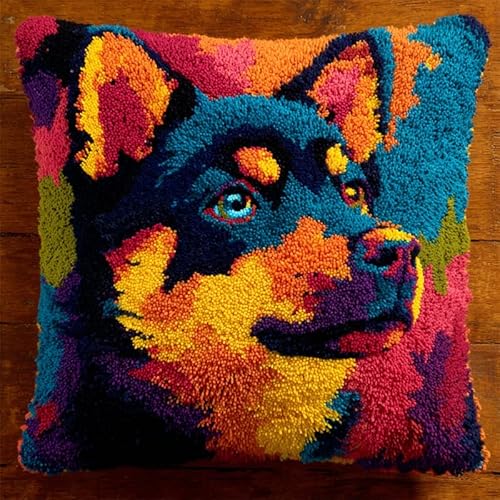 YarnAdventures Tier Hund Knüpfkissen-Set,Farbiger Hund,Latch Kits for Adults Knotting Set Cushion for Beginners for Sofa Home Decoration DIY Kissen Knüpfset,17x17in YarnAdventures Tier Hund Knüpfkissen-Set,Farbiger Hund,Latch Kits for Adults Knotting Set Cushion for Beginners for Sofa Home Decoration DIY Kissen Knüpfset,17x17in von YarnAdventures