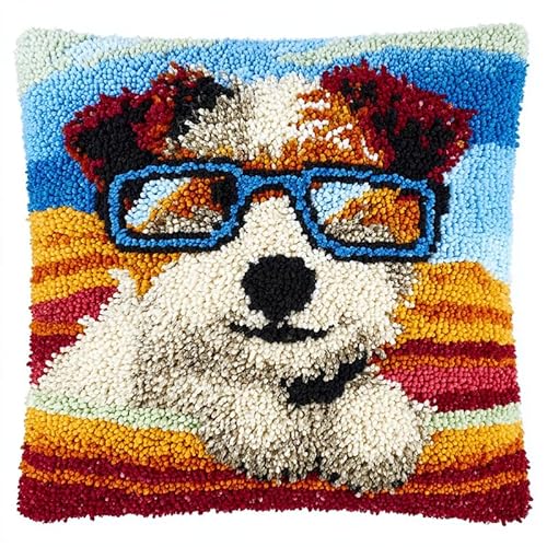 YarnAdventures Tier Hund Knüpfkissen Set,Hund mit Sonnenbrille,Latch Hook Kissen Kit für Anfänger zum Selber Knüpfen,DIY Knüpfteppich Knüpfpackung,Knüpfhaken Set,17x17in YarnAdventures Tier Hund Knüpfkissen Set,Hund mit Sonnenbrille,Latch Hook Kissen Kit für Anfänger zum Selber Knüpfen,DIY Knüpfteppich Knüpfpackung,Knüpfhaken Set,17x17in von YarnAdventures