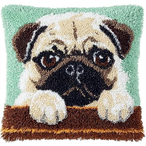YarnAdventures Tier Hund Knüpfkissen-Set,Süßer Mops,Latch Kits for Adults Knotting Set Cushion for Beginners for Sofa Home Decoration DIY Kissen Knüpfset,17x17in YarnAdventures Tier Hund Knüpfkissen-Set,Süßer Mops,Latch Kits for Adults Knotting Set Cushion for Beginners for Sofa Home Decoration DIY Kissen Knüpfset,17x17in von YarnAdventures