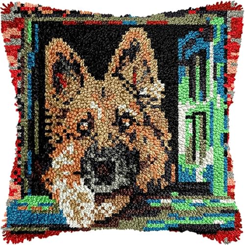 YarnAdventures Tier Hund Knüpfkissen Zum Selber Knüpfen,Deutscher Schäferhund,Kissen Hülle Sofakissenbezug,Knüpfkissen Set für Kinder Erwachsene,Heimdekoration,17x17in YarnAdventures Tier Hund Knüpfkissen Zum Selber Knüpfen,Deutscher Schäferhund,Kissen Hülle Sofakissenbezug,Knüpfkissen Set für Kinder Erwachsene,Heimdekoration,17x17in von YarnAdventures