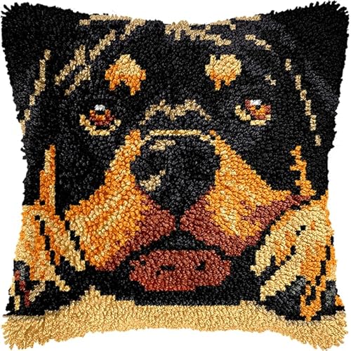 YarnAdventures Tier Hund Knüpfkissen Zum Selber Knüpfen Set,Rottweiler,Kissenbezug Knüpfset Kreativ Knüpfset Latch Hook Kit für Kinder und Erwachsene Geschenke,17x17in YarnAdventures Tier Hund Knüpfkissen Zum Selber Knüpfen Set,Rottweiler,Kissenbezug Knüpfset Kreativ Knüpfset Latch Hook Kit für Kinder und Erwachsene Geschenke,17x17in von YarnAdventures