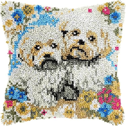 YarnAdventures Tier Hund Knüpfkissen Zum Selber Knüpfen Set,Zwei Bichon Frise Hunde,Kissenbezug Knüpfset Kreativ Knüpfset Latch Hook Kit für Kinder und Erwachsene Geschenke,17x17in YarnAdventures Tier Hund Knüpfkissen Zum Selber Knüpfen Set,Zwei Bichon Frise Hunde,Kissenbezug Knüpfset Kreativ Knüpfset Latch Hook Kit für Kinder und Erwachsene Geschenke,17x17in von YarnAdventures