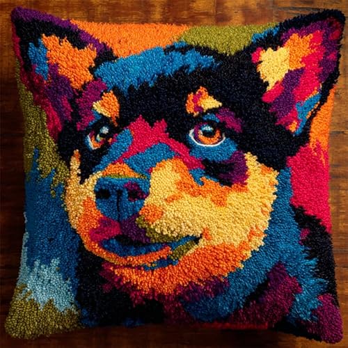 YarnAdventures Tier Hund Knüpfkissen für Kinder Erwachsene,Farbiger Hund,Kissenbezug Knüpfteppich Zum Selber Knüpfen DIY Kissen Latch Hook Kit,17x17in YarnAdventures Tier Hund Knüpfkissen für Kinder Erwachsene,Farbiger Hund,Kissenbezug Knüpfteppich Zum Selber Knüpfen DIY Kissen Latch Hook Kit,17x17in von YarnAdventures