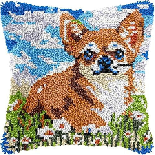 YarnAdventures Tier Hund Latch Hook Kissen Kit,Chihuahua auf dem Gras,DIY Knüpfhaken-Set,Kissenbezug,Knüpfteppich Knüpfpackung,Sofakissenbezug Handgemachte Geschenke,17x17in YarnAdventures Tier Hund Latch Hook Kissen Kit,Chihuahua auf dem Gras,DIY Knüpfhaken-Set,Kissenbezug,Knüpfteppich Knüpfpackung,Sofakissenbezug Handgemachte Geschenke,17x17in von YarnAdventures