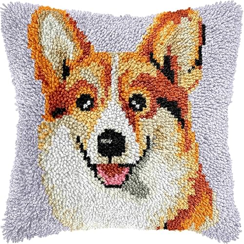 YarnAdventures Tier Hund Latch Hook Kissen Kit,Süßer Corgi,DIY Knüpfhaken-Set,Kissenbezug,Knüpfteppich Knüpfpackung,Sofakissenbezug Handgemachte Geschenke,17x17in YarnAdventures Tier Hund Latch Hook Kissen Kit,Süßer Corgi,DIY Knüpfhaken-Set,Kissenbezug,Knüpfteppich Knüpfpackung,Sofakissenbezug Handgemachte Geschenke,17x17in von YarnAdventures