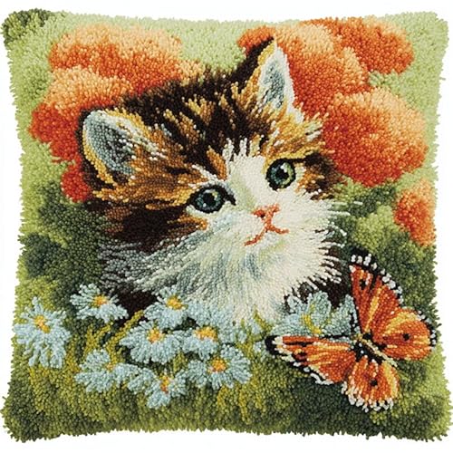 YarnAdventures Tier Katze Knüpfkissen-Set,Kätzchen in den Blumen,DIY Kreuzstich-Sofa-Kissenbezug,Passend Für Teenager Und Erwachsene,Knüpfhaken-Kissenbezug-Set,17x17in YarnAdventures Tier Katze Knüpfkissen-Set,Kätzchen in den Blumen,DIY Kreuzstich-Sofa-Kissenbezug,Passend Für Teenager Und Erwachsene,Knüpfhaken-Kissenbezug-Set,17x17in von YarnAdventures