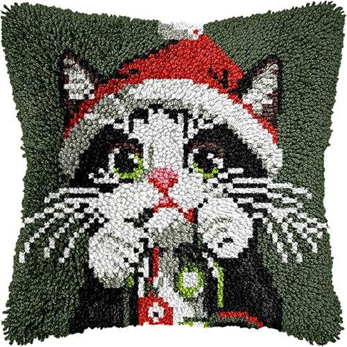 YarnAdventures Tier Knüpf Sets,Knüpfkissen Knüpfen Knüpfteppiche,Eine Katze mit Weihnachtsmannmütze,DIY Kissen Kissenbezug Kreuzstich Latch Hook Kit Handwerk Handarbeiten,17x17in YarnAdventures Tier Knüpf Sets,Knüpfkissen Knüpfen Knüpfteppiche,Eine Katze mit Weihnachtsmannmütze,DIY Kissen Kissenbezug Kreuzstich Latch Hook Kit Handwerk Handarbeiten,17x17in von YarnAdventures