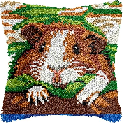 YarnAdventures Tier Knüpfhaken Kissen Kits für Anfänger Erwachsene,Süßer Hamster,Knüpfteppich Zum Selber Knüpf-Sets DIY Latch Hook Cushion,Bastelsets,Heimdekoration,43x43cm YarnAdventures Tier Knüpfhaken Kissen Kits für Anfänger Erwachsene,Süßer Hamster,Knüpfteppich Zum Selber Knüpf-Sets DIY Latch Hook Cushion,Bastelsets,Heimdekoration,43x43cm von YarnAdventures