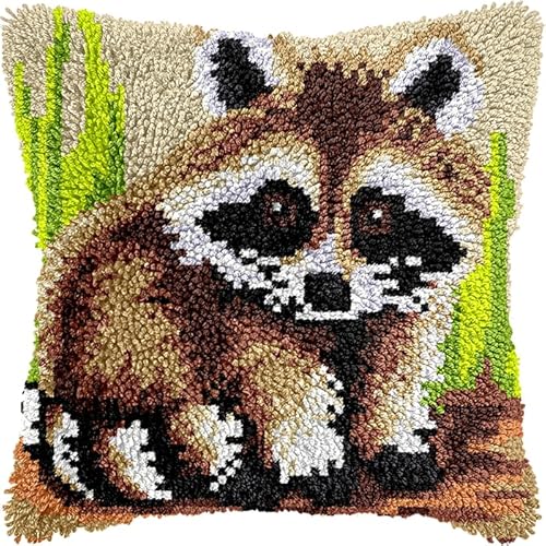 YarnAdventures Tier Knüpfhaken Kissen Kits für Anfänger Erwachsene,Süßer Waschbär,Knüpfteppich Zum Selber Knüpf-Sets DIY Latch Hook Cushion,Bastelsets,Heimdekoration,43x43cm YarnAdventures Tier Knüpfhaken Kissen Kits für Anfänger Erwachsene,Süßer Waschbär,Knüpfteppich Zum Selber Knüpf-Sets DIY Latch Hook Cushion,Bastelsets,Heimdekoration,43x43cm von YarnAdventures