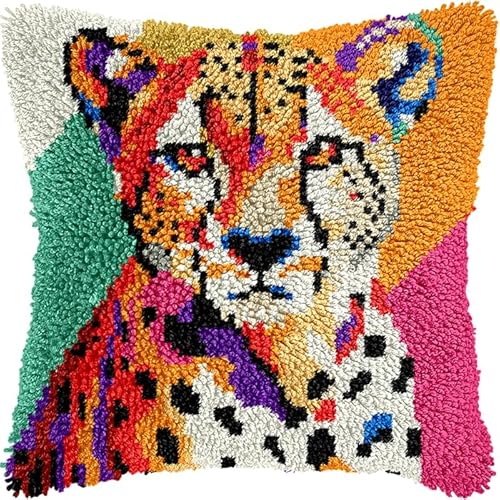 YarnAdventures Tier Knüpfkissen Set,Bunter Leopard,Latch Hook Kissen Kit,DIY Latch Hook Rug für Anfänger Erwachsene oder Kinder,Kreatives Geschenk,17x17in YarnAdventures Tier Knüpfkissen Set,Bunter Leopard,Latch Hook Kissen Kit,DIY Latch Hook Rug für Anfänger Erwachsene oder Kinder,Kreatives Geschenk,17x17in von YarnAdventures